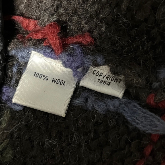 Vintage Icelandic Design Gray Floral Wool Zip Up Lined Cardigan Coat Size Medium - Picture 6 of 6